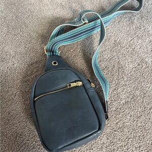 Tumi Dark Blue Crossbody with Multicolor Strap